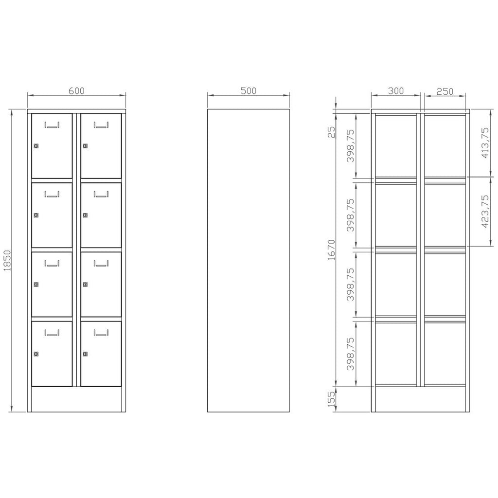 Smárúmsskap til m.a. starvsfólk, 2x4 rúm myrkagrátt