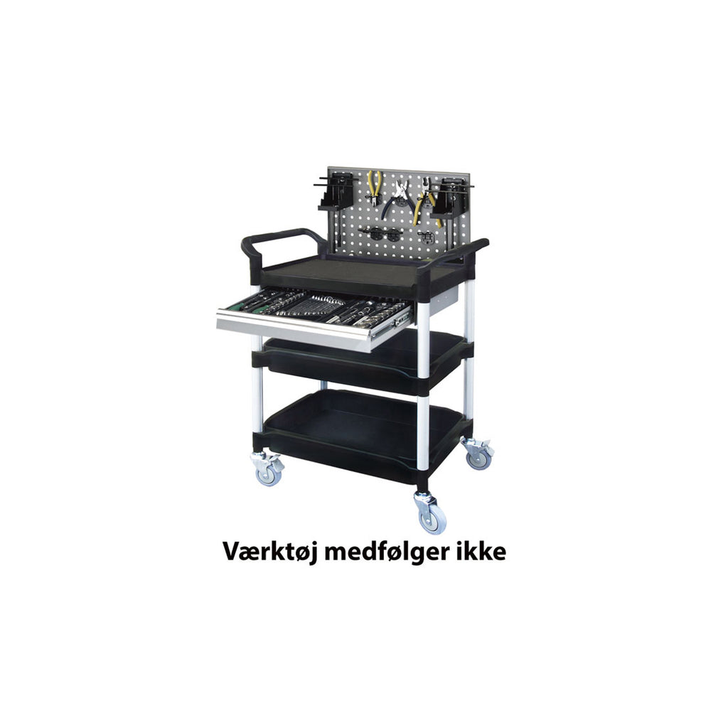 Rulliborð við plast talvu og skuffu, 87x48x145 cm